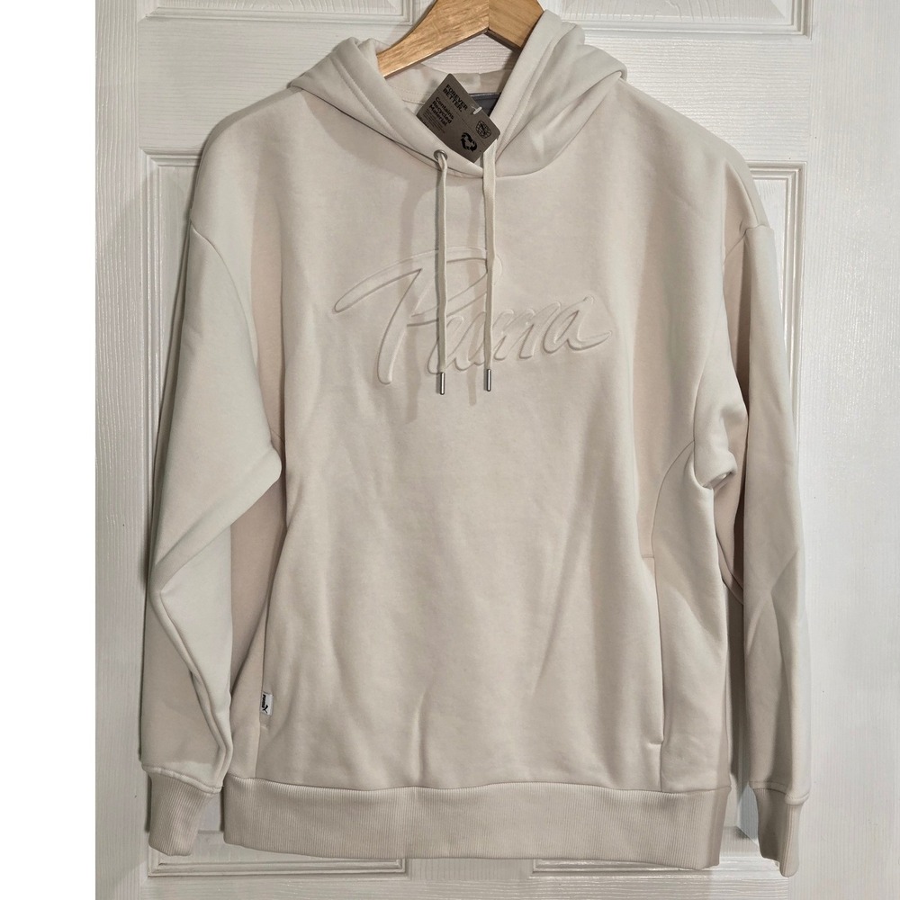 PUMA Enlighten Embossed Hoodie Alpine Snow Fleece Sweatshirt 683507 87 XS